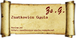 Zsatkovics Gyula névjegykártya